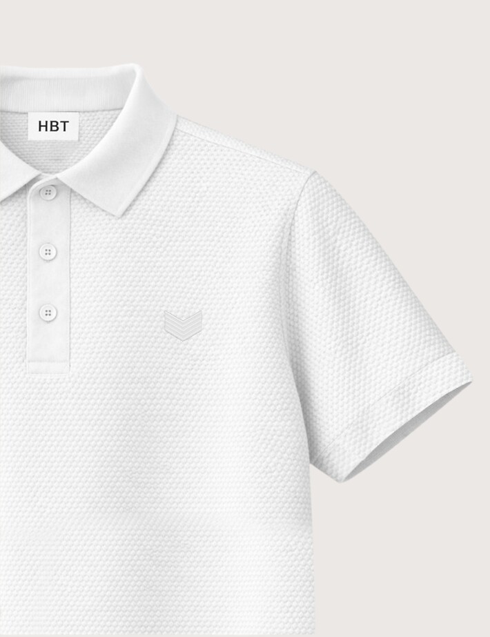 HBT Summer Chic Pique Wave | Rock Polo Blanc Homme - 2