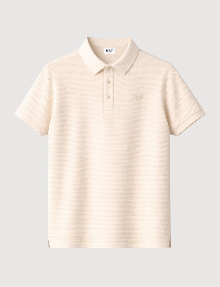 HBT Summer Chic Pique Wave | Rock Polo Ecru Homme