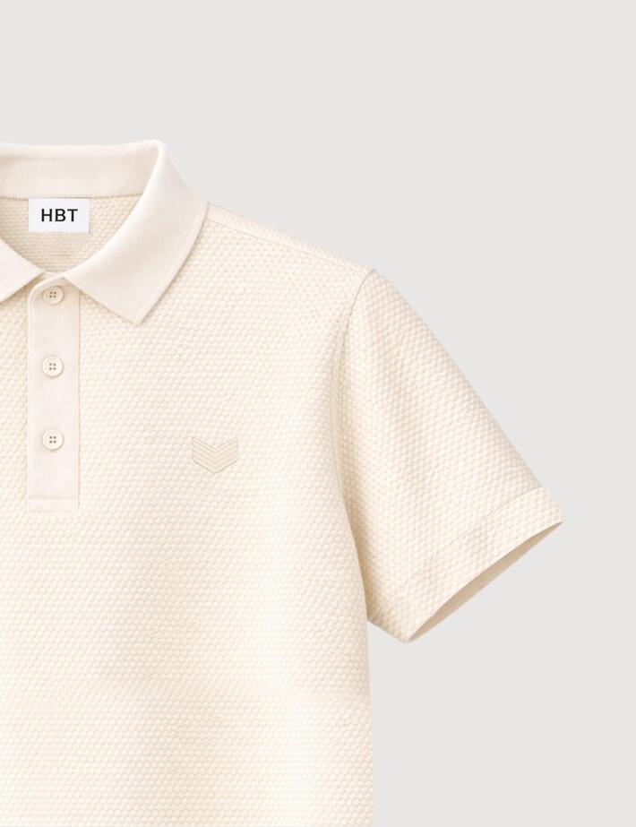 HBT Summer Chic Pique Wave | Rock Polo Ecru Homme - 2