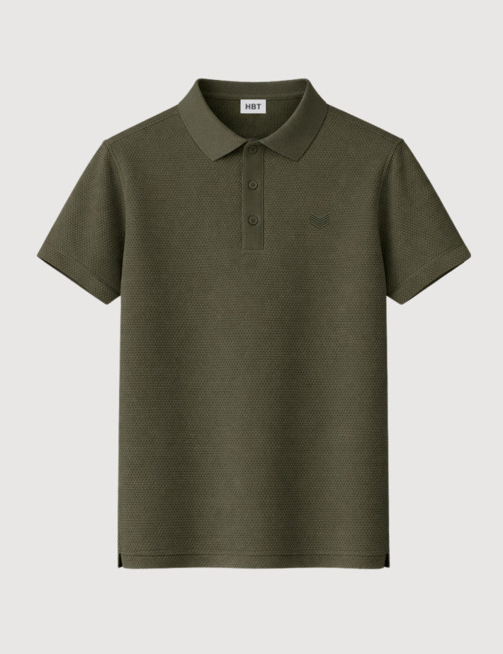 HBT Summer Chic Pique Wave | Rock Polo Kaki Homme