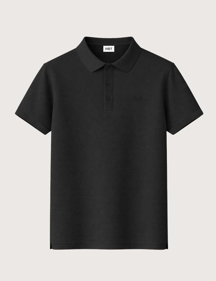 HBT Summer Chic Pique Wave | Rock Polo Noir Homme