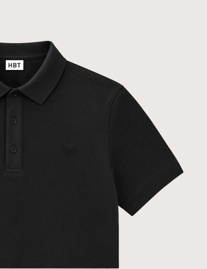 HBT Summer Chic Pique Wave | Rock Polo Noir Homme - 2