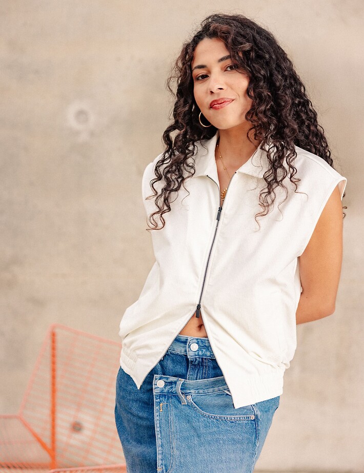 HBT Heritage Chaine & Trame Rayure | Artemis Blouson Blanc - 3