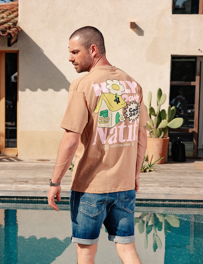 Natif T-Shirt Unisexe Vacation Home Marron - 3