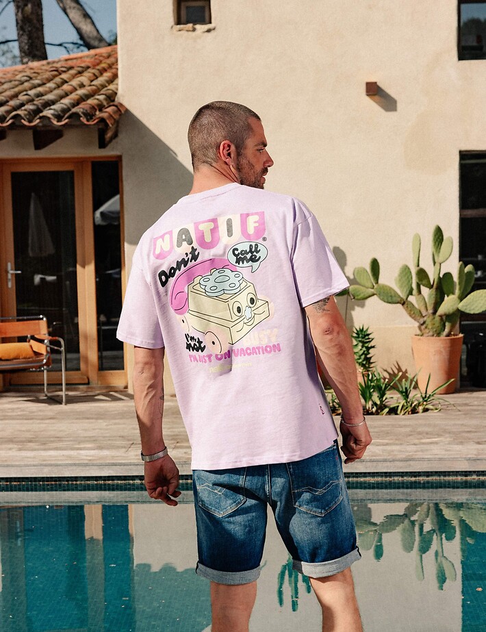 Natif T-Shirt Unisexe Just On Vacation Violet - 5