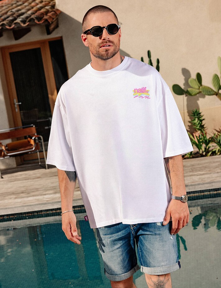 Natif T-Shirt Unisexe Loose Good Vibes Art Blanc - 3
