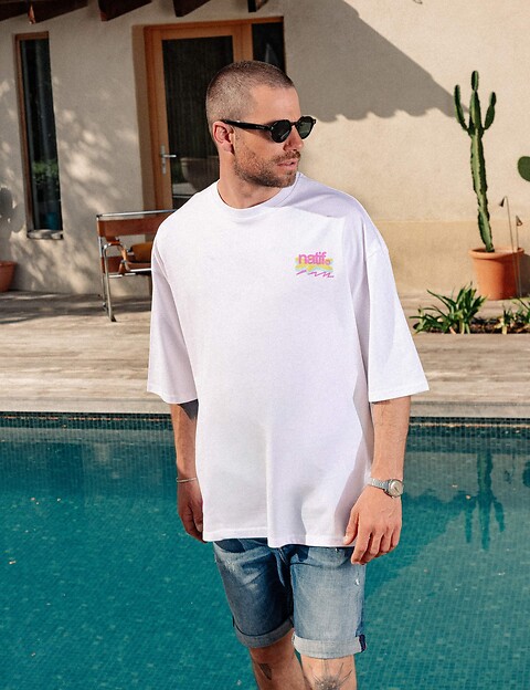 Natif T-Shirt Unisexe Loose Good Vibes Art Blanc - 5