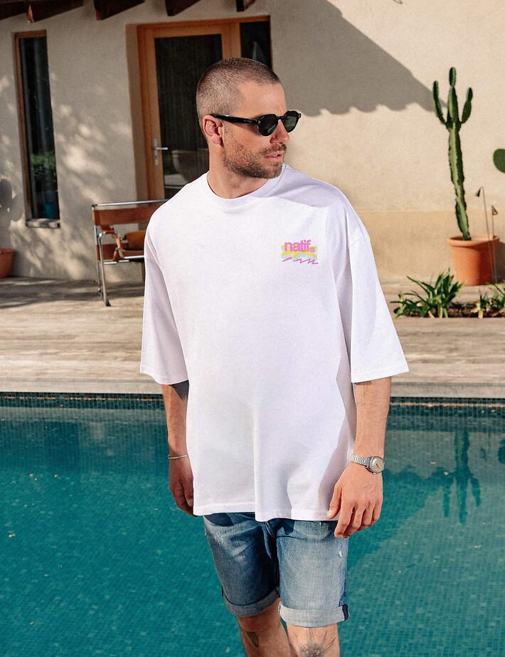 Natif T-Shirt Unisexe Loose Good Vibes Art Blanc - 5