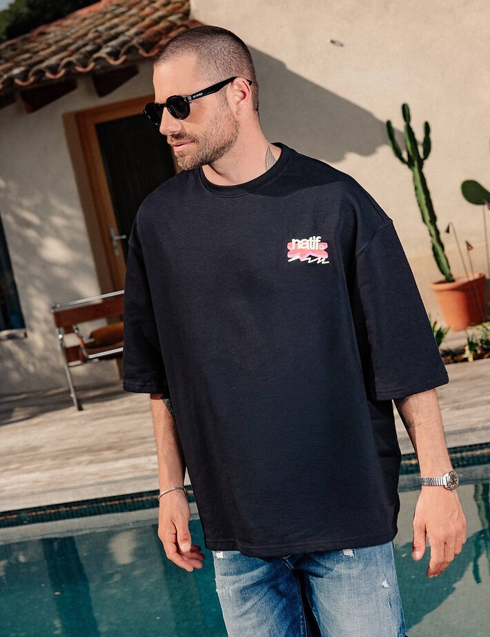 Natif T-Shirt Unisexe Loose Good Vibes Art Noir - 5
