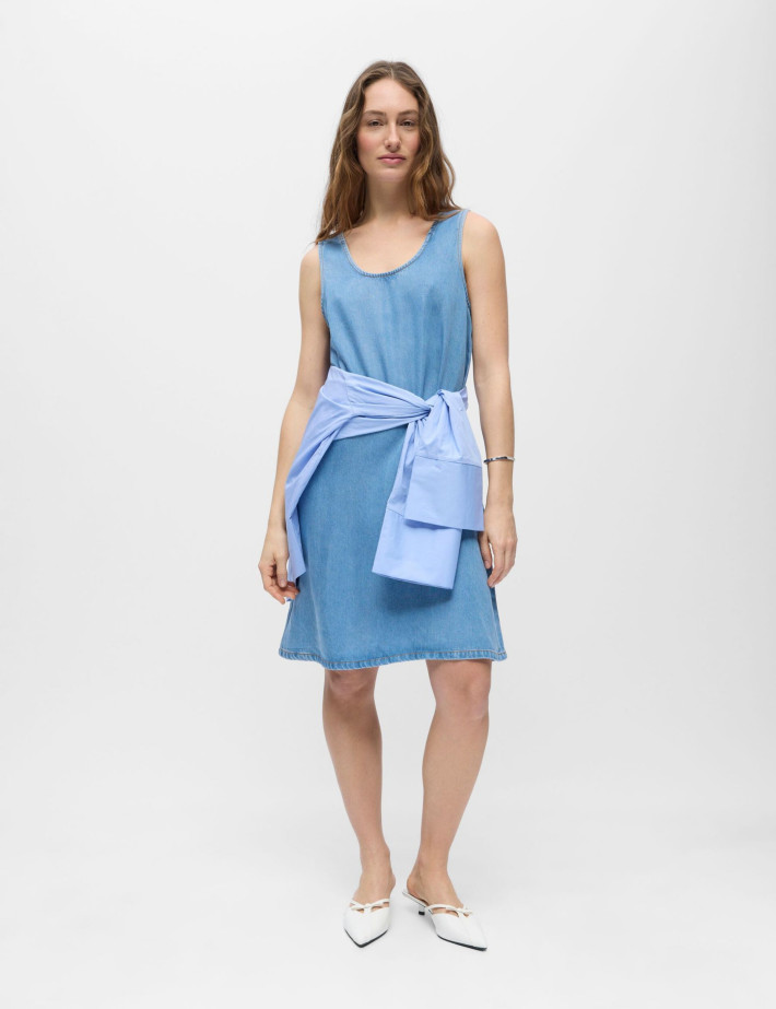 OBJECT Robe Chemise Courte Frame Bleu Clair Denim - 5