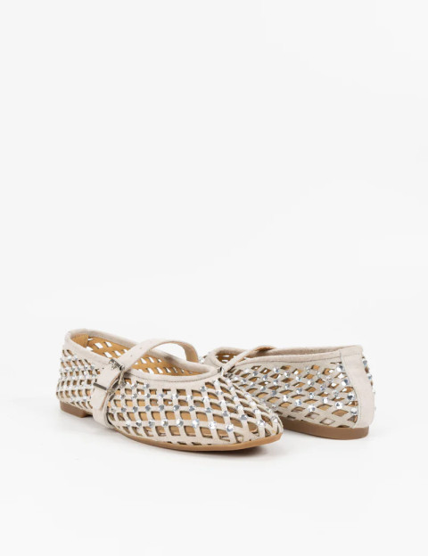 Mimmù Ballerines à Strass Beige - 4