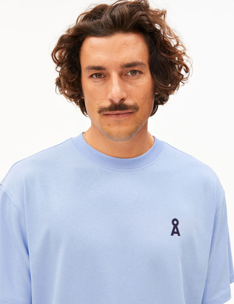 Armed Angels T-Shirt Homme Manches Courtes Maarkos Bleu Ciel - 4