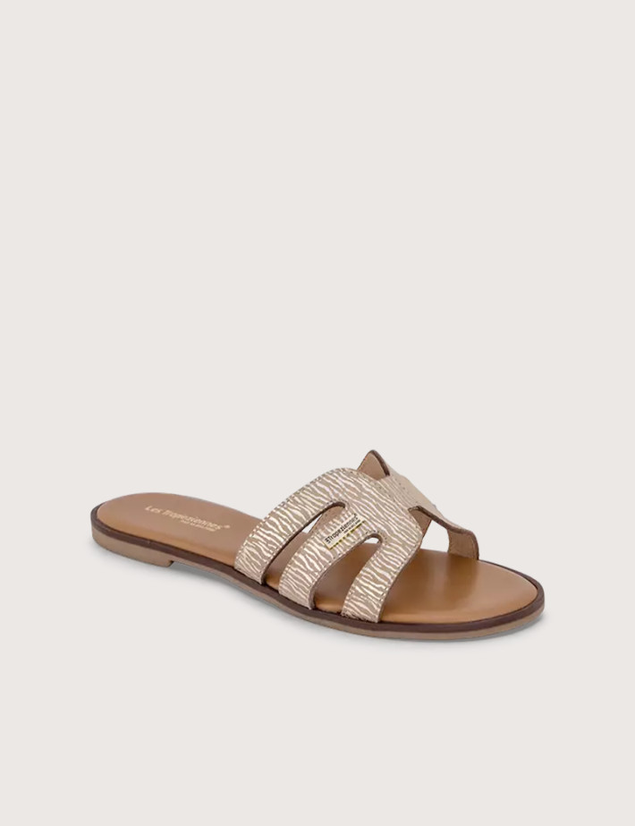LES TROPEZIENNES Mules Hamiga Beige Motif Zèbre