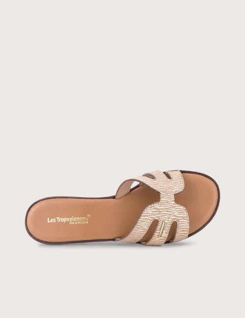 LES TROPEZIENNES Mules Hamiga Beige Motif Zèbre - 3