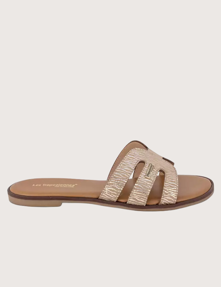 LES TROPEZIENNES Mules Hamiga Beige Motif Zèbre - 4