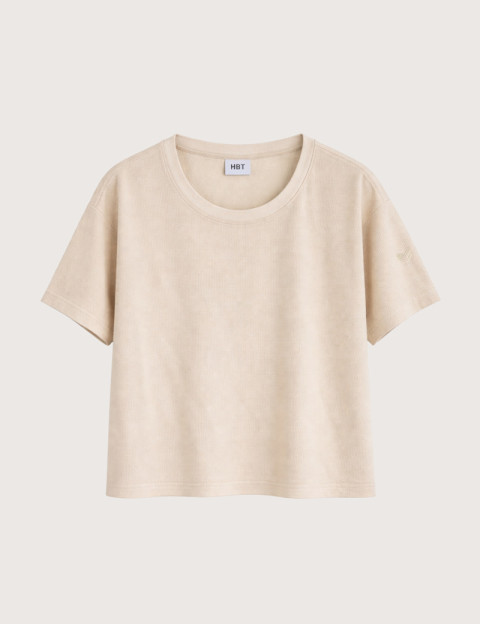 HBT Summer Chic Pique Wave | Lilou Top Ecru Femme