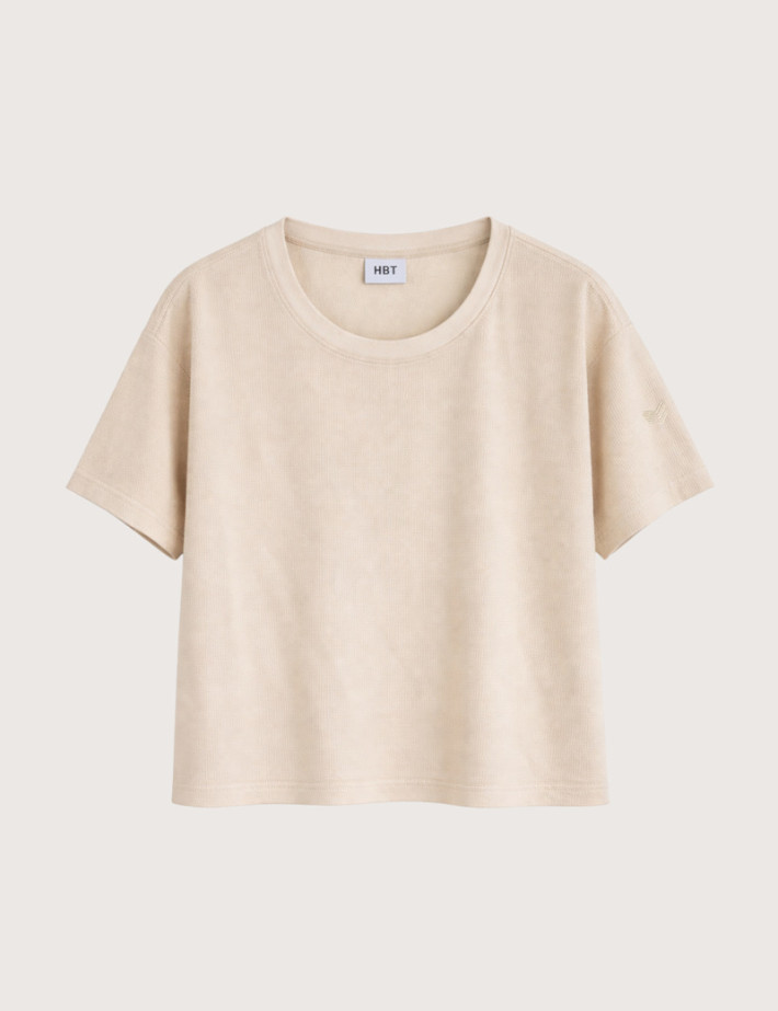 HBT Summer Chic Pique Wave | Lilou Top Ecru Femme