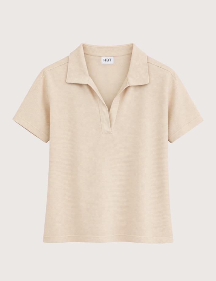 HBT Summer Chic Pique Wave | Ron Polo Ecru Femme
