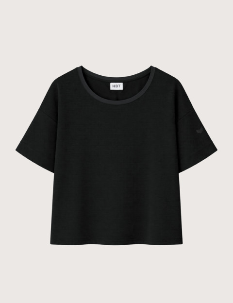 HBT Summer Chic Pique Wave | Lilou Top Noir Femme
