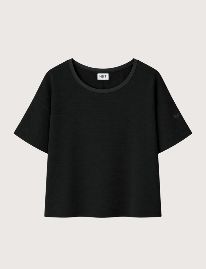 HBT Summer Chic Pique Wave | Lilou Top Noir Femme