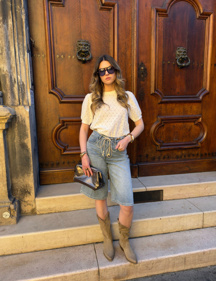 Métisse Santiags en Cuir Motifs Taupe - 10