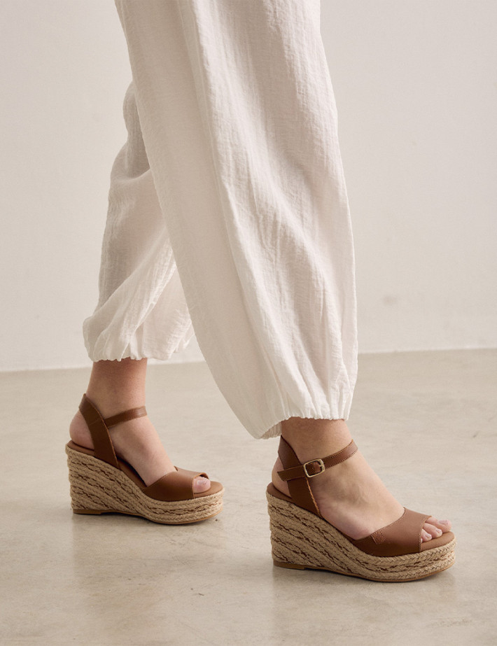 Popa Sandales Compensées Brenas Napa Cuir Marron - 2