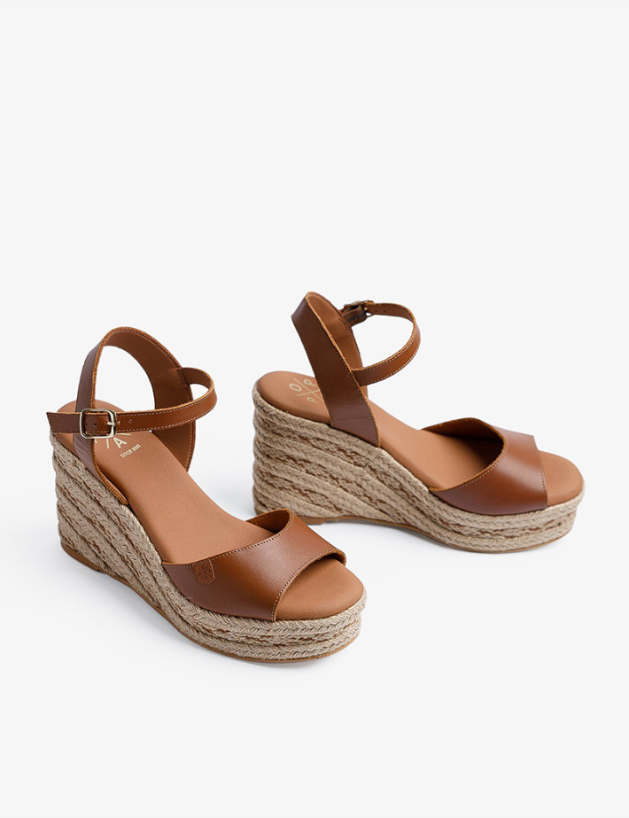 Popa Sandales Compensées Brenas Napa Cuir Marron - 4