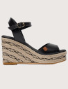Popa Sandales Compensées Brenas Napa Cuir Noir