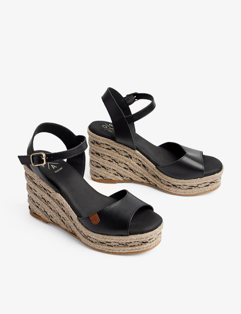 Popa Sandales Compensées Brenas Napa Cuir Noir - 4