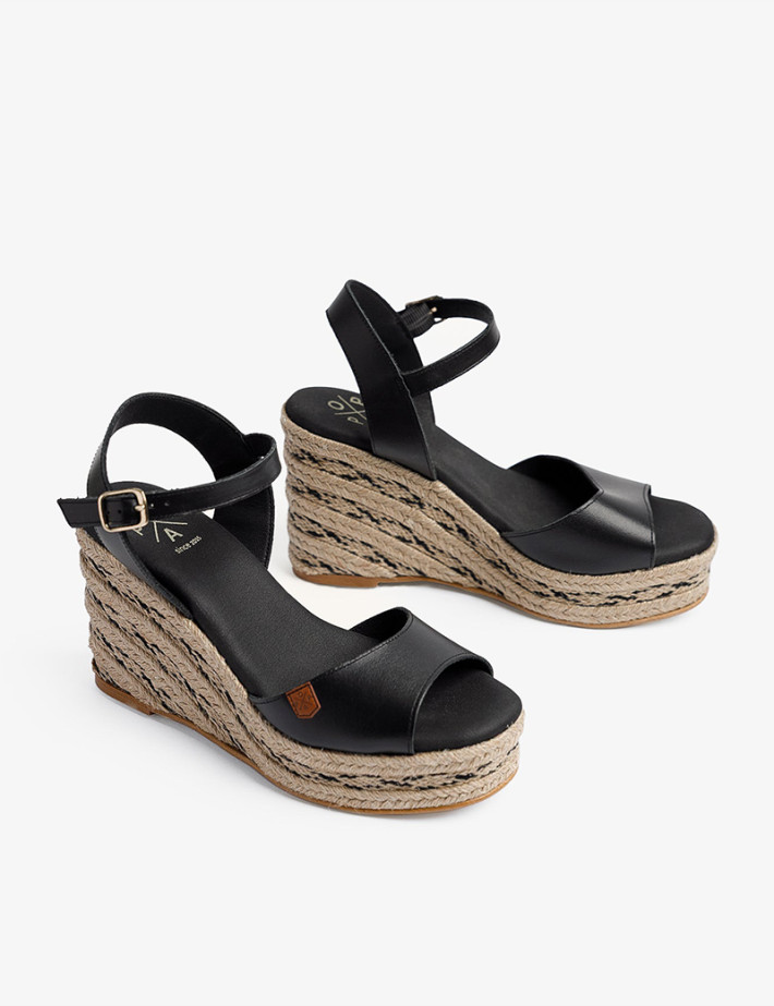 Popa Sandales Compensées Brenas Napa Cuir Noir - 4