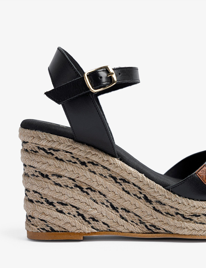 Popa Sandales Compensées Brenas Napa Cuir Noir - 5