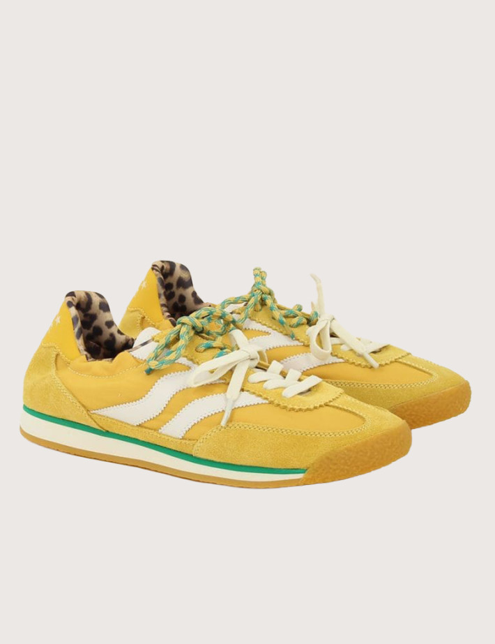 Maripé Baskets Femme Double Bande Vert Jaune - 3