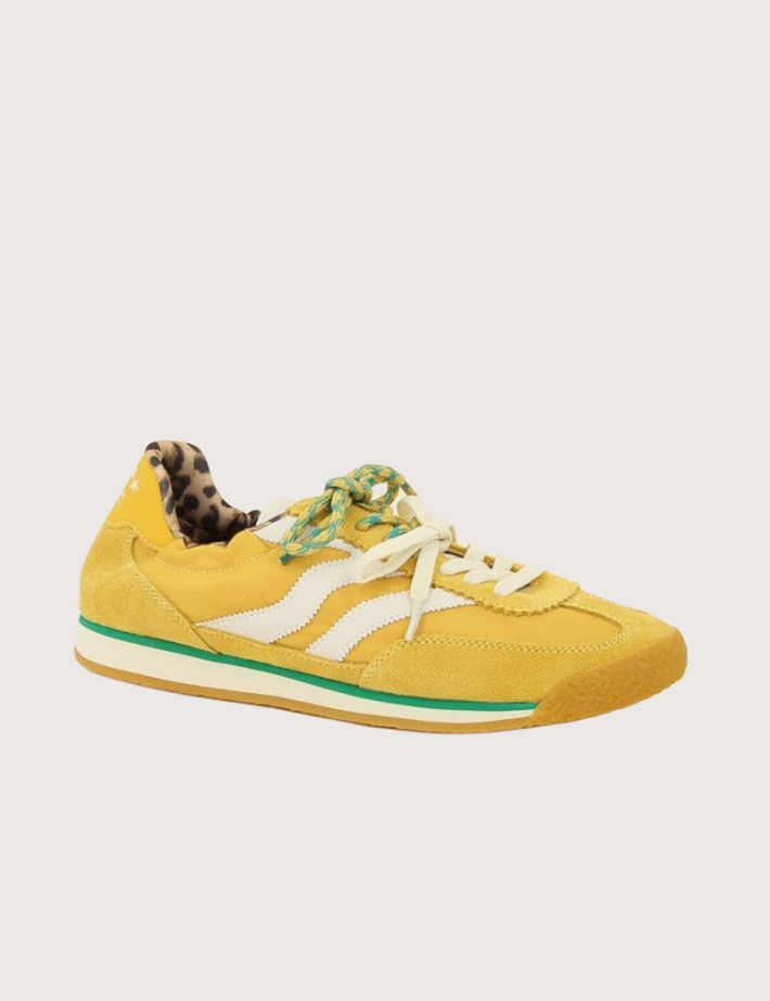 Maripé Baskets Femme Double Bande Vert Jaune - 4