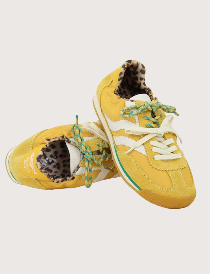 Maripé Baskets Femme Double Bande Vert Jaune - 5