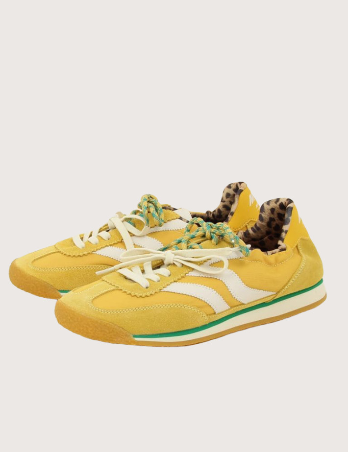 Maripé Baskets Femme Double Bande Vert Jaune - 7