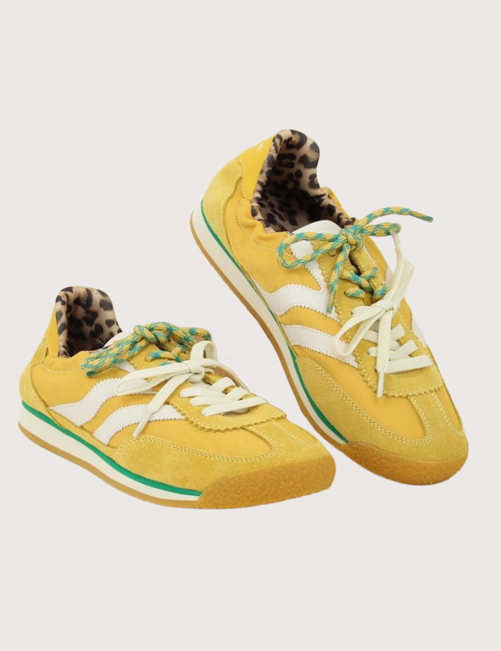 Maripé Baskets Femme Double Bande Vert Jaune - 8