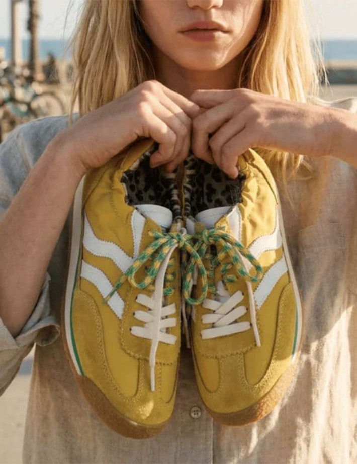 Maripé Baskets Femme Double Bande Vert Jaune - 10