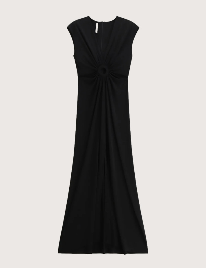 IMPERIAL Robe Longue Ouverture Poitrine Noir