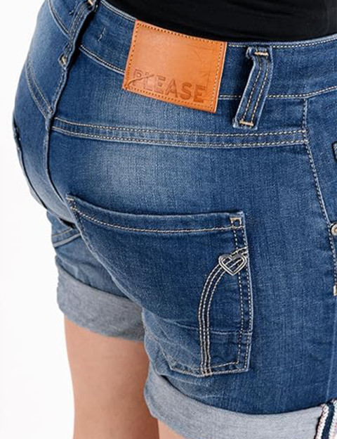 PLEASE Short Femme en Jean 5 Boutons - 4