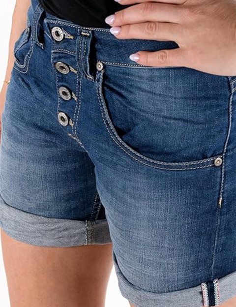 PLEASE Short Femme en Jean 5 Boutons - 5