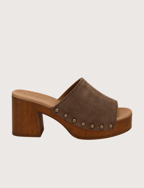 SEMERDJIAN Mules Talons Laila Crosta Marron Tabacco