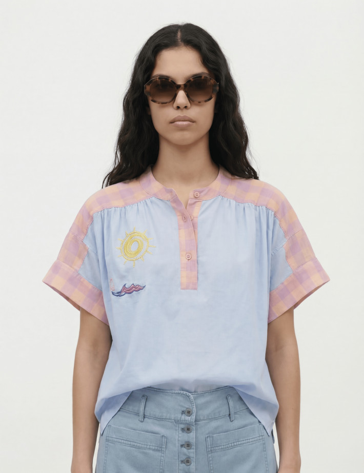 Adoré Chemise Femme Manches Courtes Avelon Bleu Ciel