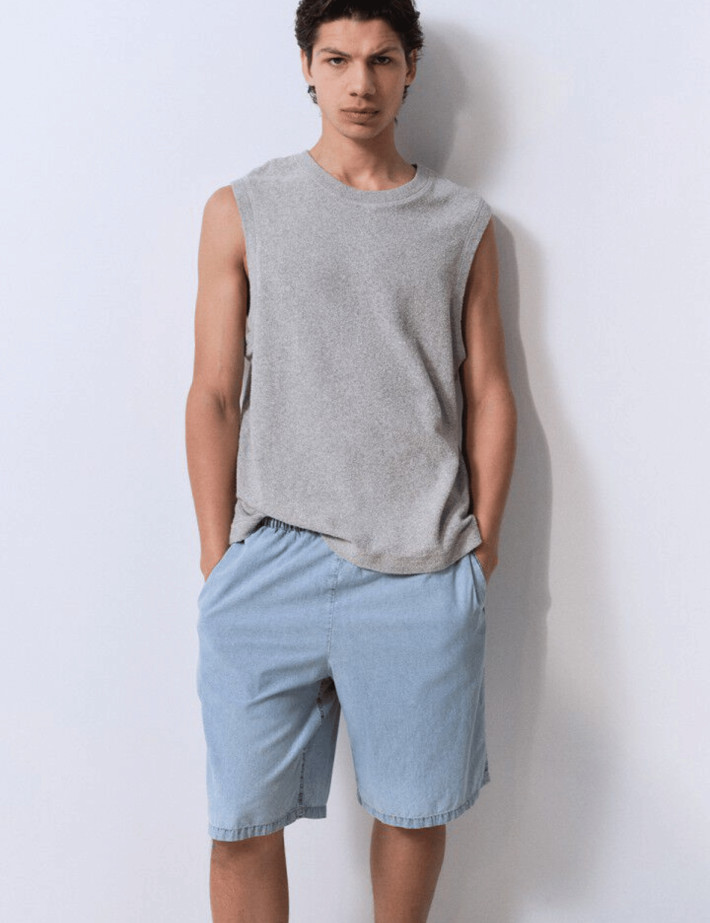 American Vintage Short Bermuda Homme Paybou Blue Snow - 2