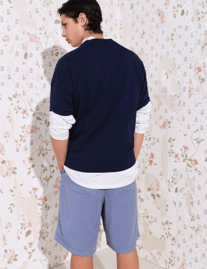 American Vintage Short Homme Japtown Lyocell Bleu Rivière - 4