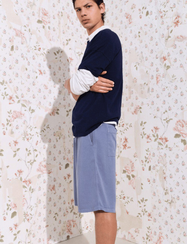 American Vintage Short Homme Japtown Lyocell Bleu Rivière - 5
