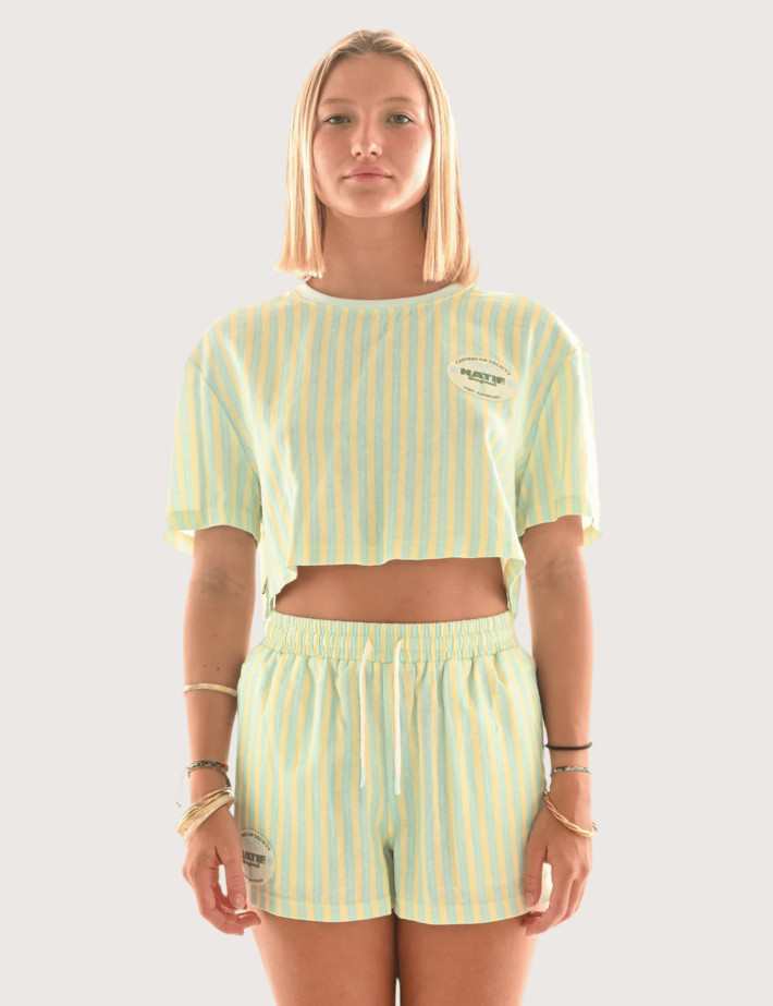 Natif Crop Top Femme Caribbean Society St Barth Jaune