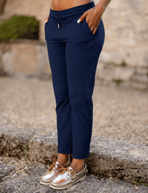 HBT Summer Chic Waffle | Chelsea Pantalon Marine Femme