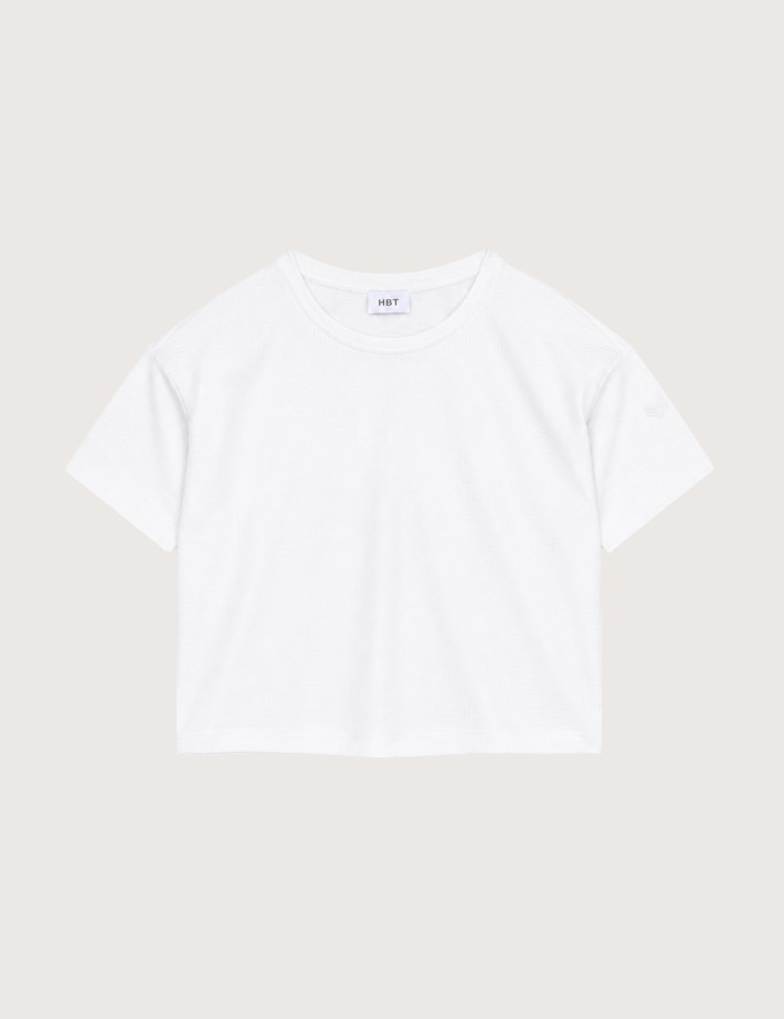 HBT Summer Chic Waffle | Lilou Top Blanc Femme