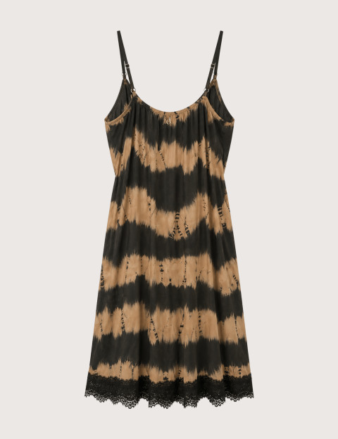 DIXIE Robe Courte Viscose Fines Bretelles Imprimé Sable - 2