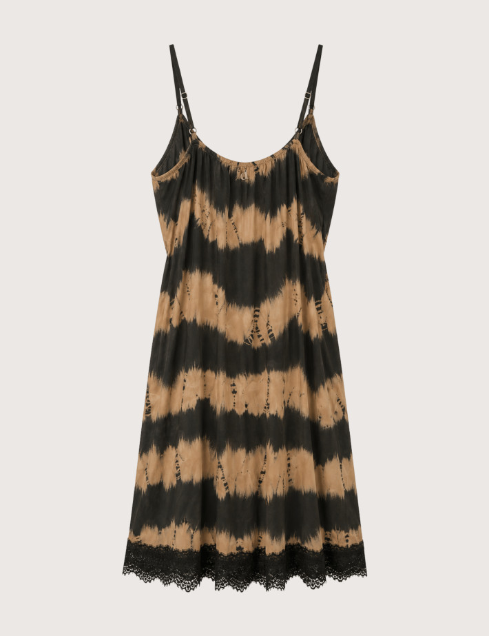DIXIE Robe Courte Viscose Fines Bretelles Imprimé Sable - 2